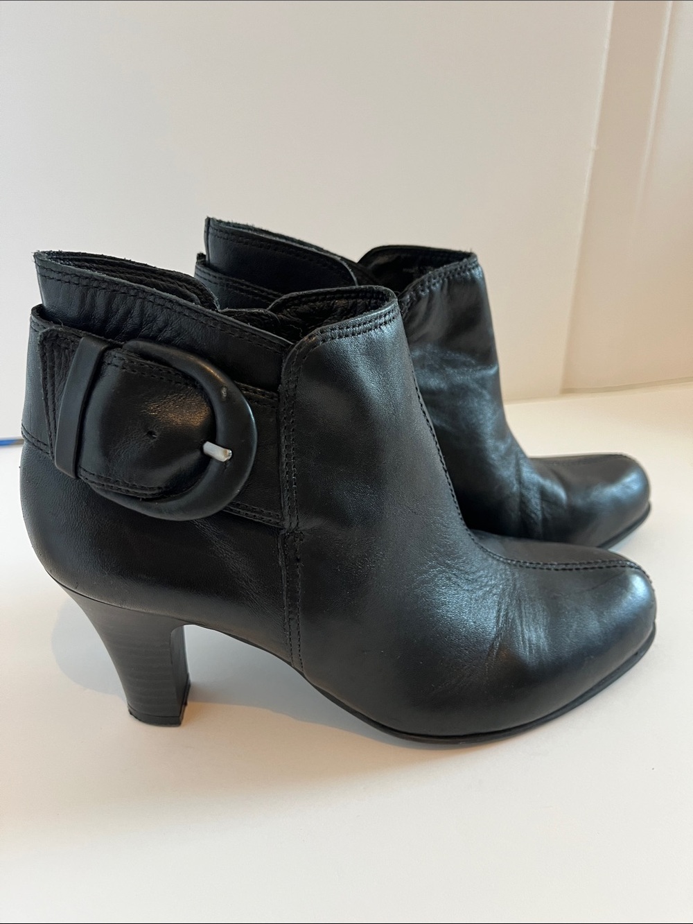 Nurture - Danah Black Leather Buckle Ankle Booties